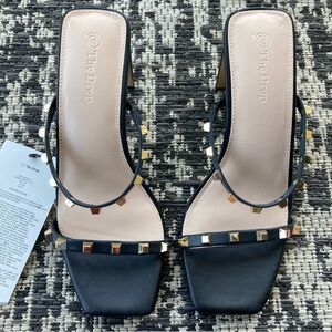 NWT The Drop Women's Avery Square Toe Two Strap High Heel Size 8